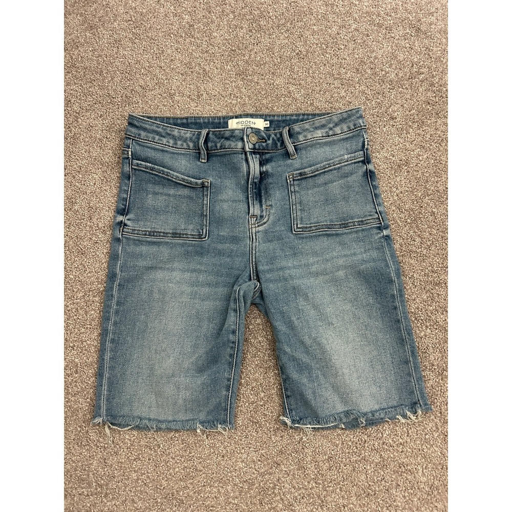 Boho Hidden Los Angeles Denim Shorts Women 30 Blue Excellent Raw Hem HD3184-ML